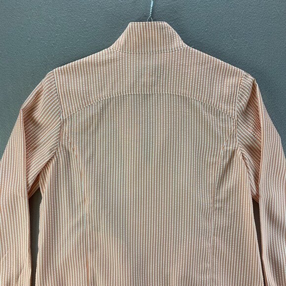 ORVIS Jacket Womens Medium Peach White‎ Striped Full Zip Seersucker Lightweight - Picture 6 of 12
